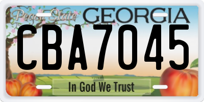 GA license plate CBA7045