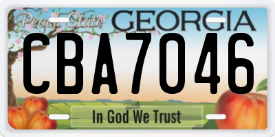 GA license plate CBA7046