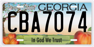 GA license plate CBA7074