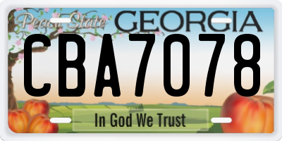 GA license plate CBA7078