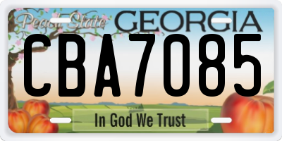 GA license plate CBA7085
