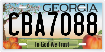 GA license plate CBA7088