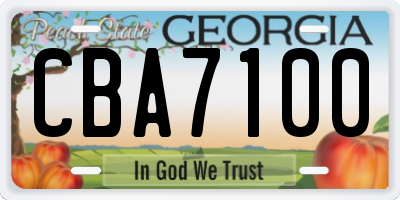 GA license plate CBA7100