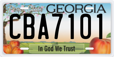 GA license plate CBA7101