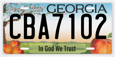 GA license plate CBA7102