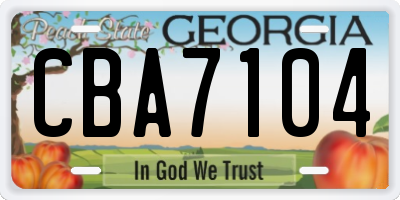 GA license plate CBA7104