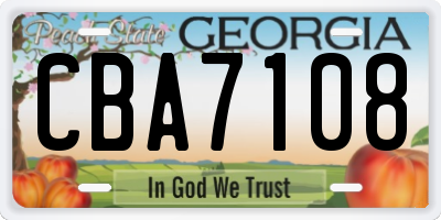 GA license plate CBA7108
