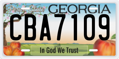 GA license plate CBA7109