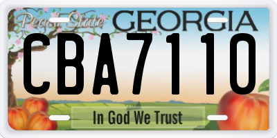 GA license plate CBA7110