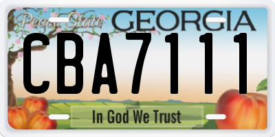 GA license plate CBA7111
