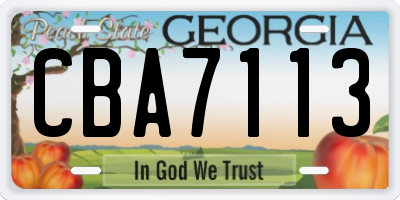 GA license plate CBA7113