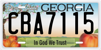 GA license plate CBA7115