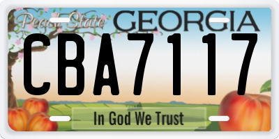 GA license plate CBA7117
