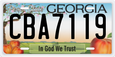 GA license plate CBA7119