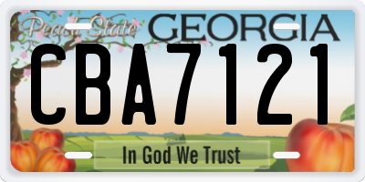 GA license plate CBA7121