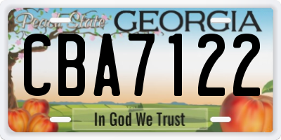 GA license plate CBA7122