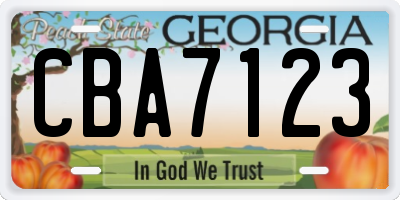 GA license plate CBA7123