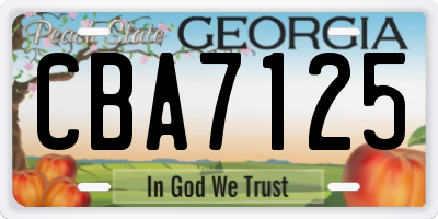 GA license plate CBA7125