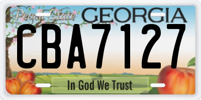 GA license plate CBA7127