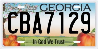 GA license plate CBA7129