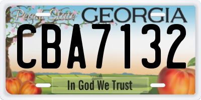 GA license plate CBA7132