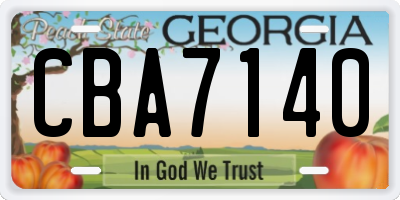 GA license plate CBA7140