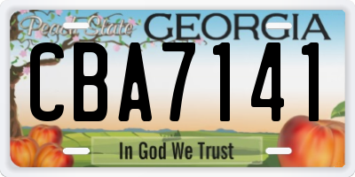 GA license plate CBA7141