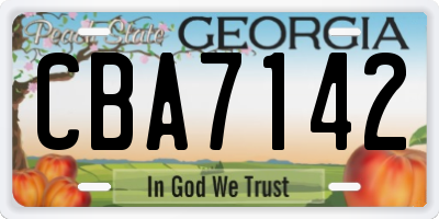 GA license plate CBA7142