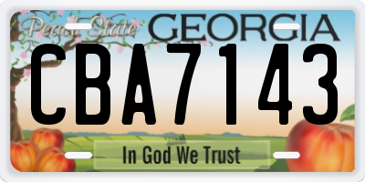 GA license plate CBA7143