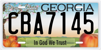 GA license plate CBA7145