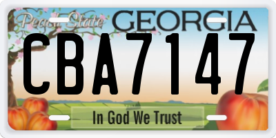 GA license plate CBA7147