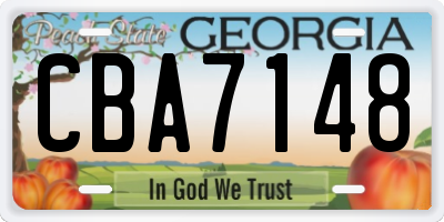 GA license plate CBA7148