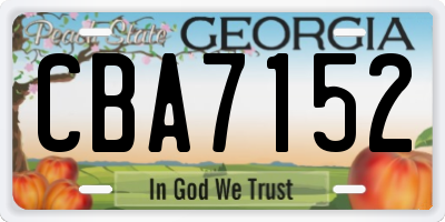 GA license plate CBA7152