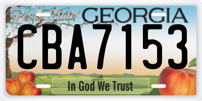 GA license plate CBA7153