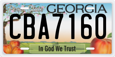GA license plate CBA7160