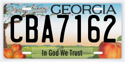 GA license plate CBA7162