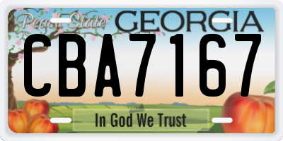 GA license plate CBA7167