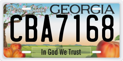 GA license plate CBA7168