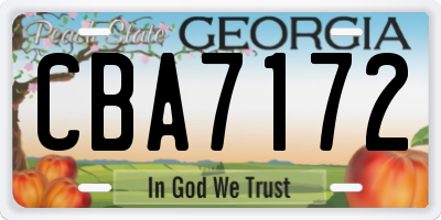GA license plate CBA7172