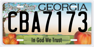 GA license plate CBA7173