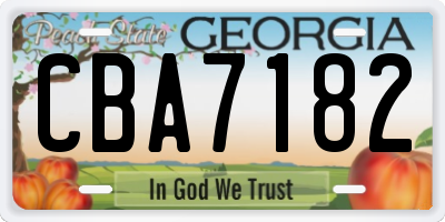 GA license plate CBA7182