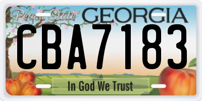 GA license plate CBA7183