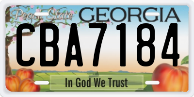 GA license plate CBA7184