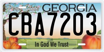 GA license plate CBA7203