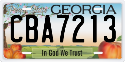 GA license plate CBA7213