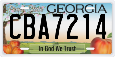 GA license plate CBA7214
