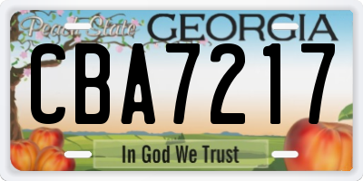 GA license plate CBA7217