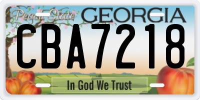 GA license plate CBA7218