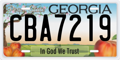 GA license plate CBA7219