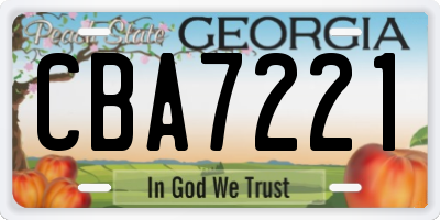 GA license plate CBA7221